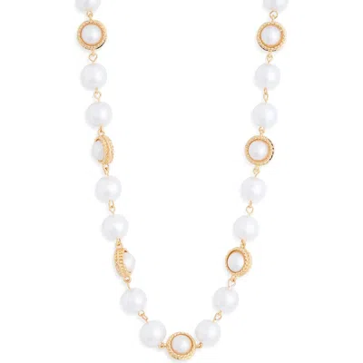 Nordstrom Rack Faux Pearl Station Long Necklace In Gold