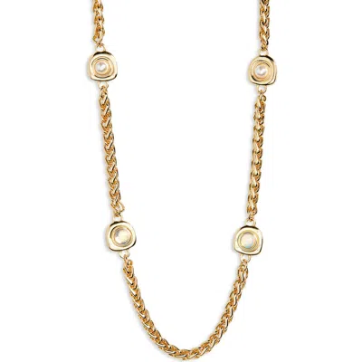 Nordstrom Rack Faux Pearl Station Long Necklace In Gold