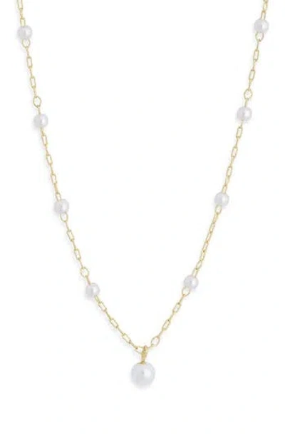 Nordstrom Rack Faux Pearl Station Pendant Necklace In Gold