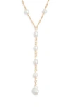 Nordstrom Rack Faux Pearl Station Y-necklace In White- Gold