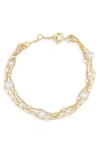 Nordstrom Rack Faux Pearl Triple Layer Bracelet In Multi