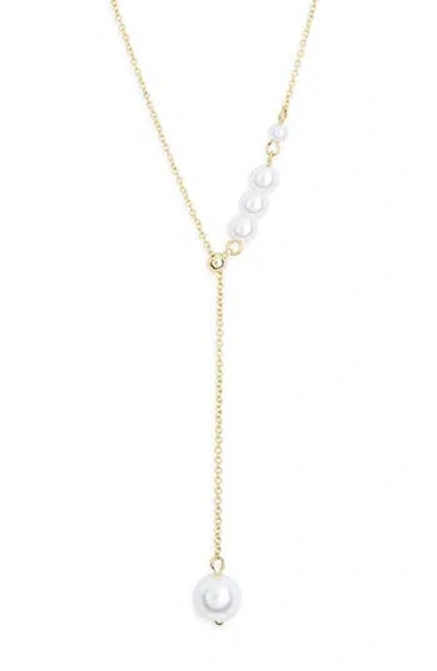Nordstrom Rack Faux Pearl Y-necklace In Gold