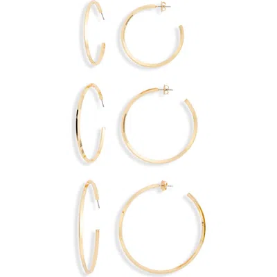Nordstrom Rack Flat Edge 3-pack Hoop Earrings In Gold