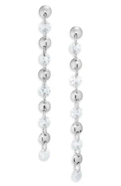 Nordstrom Rack Floating Cubic Zirconia Disc Linear Earrings In Metallic
