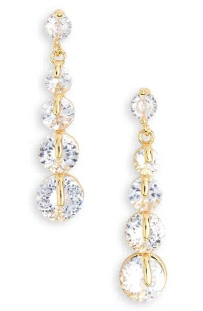 Nordstrom Rack Floating Cubic Zirconia Linear Drop Earrings In Gold