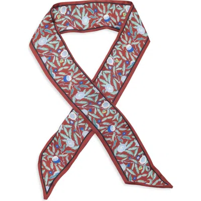 Nordstrom Rack Floral Mini Skinny Scarf In Rust Floral