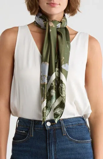 Nordstrom Rack Floral Satin Scarf In Green