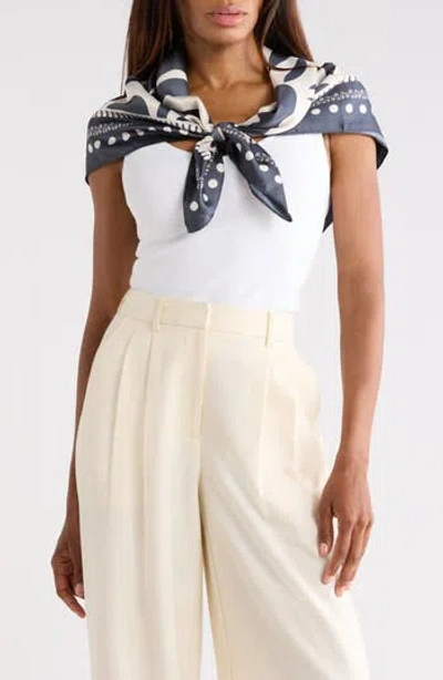 Nordstrom Rack Floral Satin Scarf In Blue