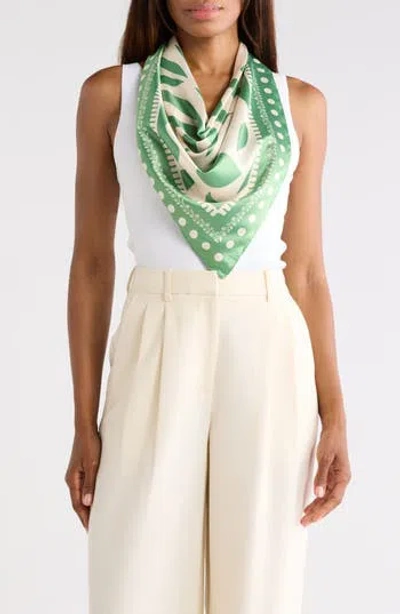 Nordstrom Rack Floral Satin Scarf In Green