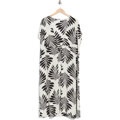 Nordstrom Rack Floral Short Sleeve Cover-up Dress In Gray