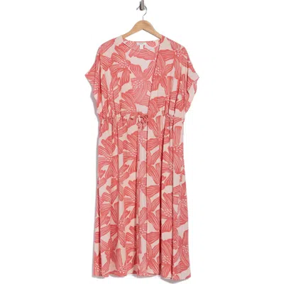Nordstrom Rack Floral Short Sleeve Cover-up Dress In Pink