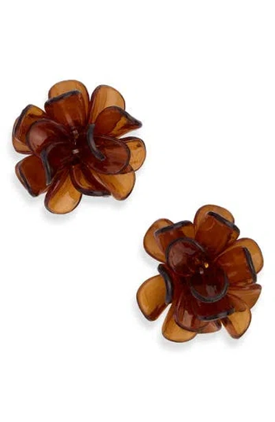 Nordstrom Rack Floral Stud Earrings In Brown