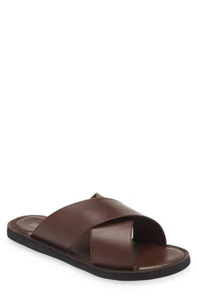 Nordstrom Rack Forrest Crisscross Slide Sandal In Brown Chestnut