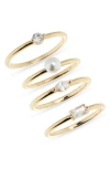 Nordstrom Rack Four-piece Cz & Faux Pearl Ring Set In Multi