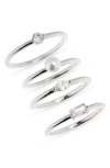 Nordstrom Rack Four-piece Cz & Faux Pearl Ring Set In Multi