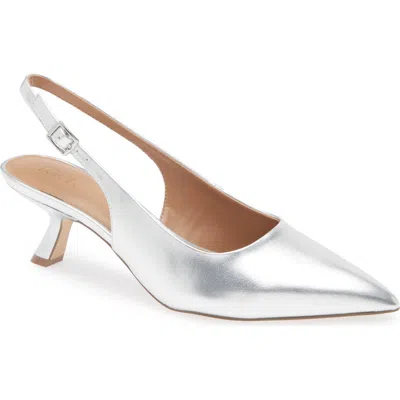 Nordstrom Rack Freka Slingback Kitten Heel Pump In Silver Metallic