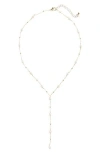 Nordstrom Rack Freshwater Pearl Lariat Necklace In White- Gold