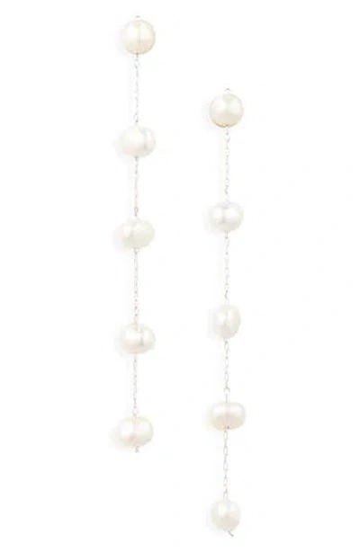 Nordstrom Rack Freshwater Pearl Linear Earrings In Silver