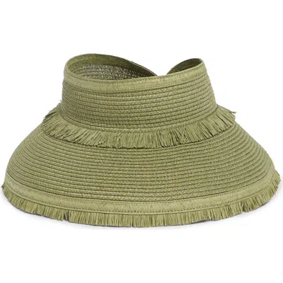 Nordstrom Rack Fringe Packable Straw Visor In Green