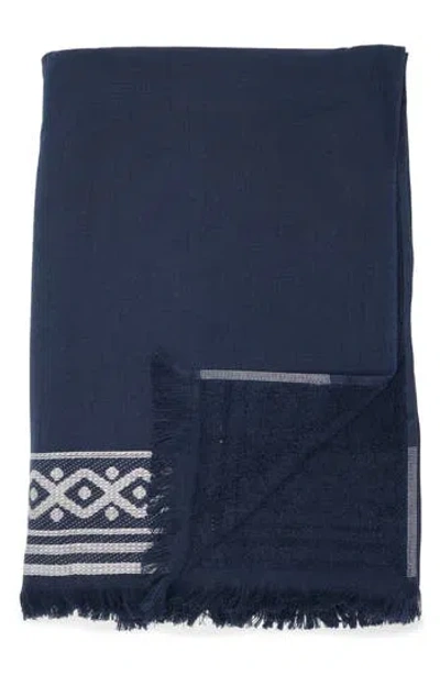 Nordstrom Rack Fringed Cotton Terry Cloth Beach Towel In Blue