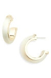 Nordstrom Rack Frosted Resin Hoop Earrings In Clear- Gold
