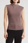 Nordstrom Rack Funnel Neck Ruched Tank In Gray