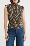 Nordstrom Rack Funnel Neck Ruched Tank In Brown