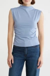 Nordstrom Rack Funnel Neck Ruched Tank In Blue