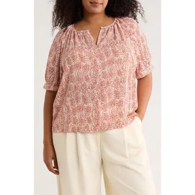 Nordstrom Rack Gathered Neck Puff Sleeve Top In Multi