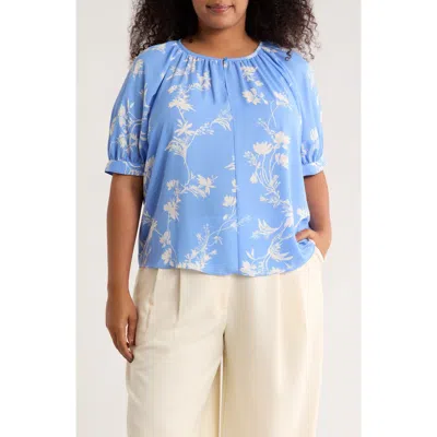 Nordstrom Rack Gathered Neck Puff Sleeve Top In Multi