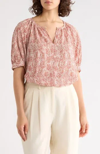 Nordstrom Rack Gathered Neck Puff Sleeve Top In Pink