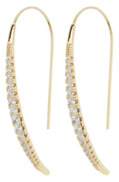 Nordstrom Rack Graduated Cubic Zirconia Curved Threader Earrings In Gold