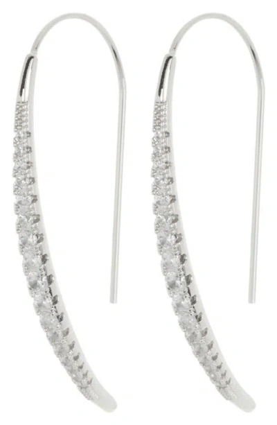 Nordstrom Rack Graduated Cubic Zirconia Curved Threader Earrings In Metallic