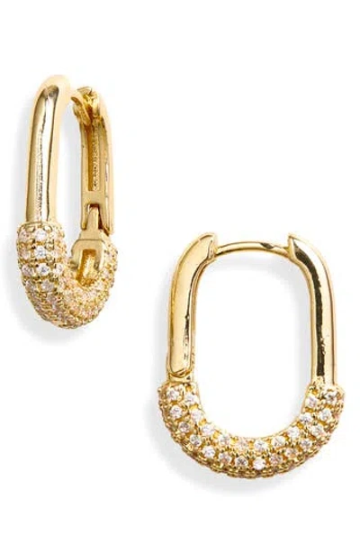 Nordstrom Rack Half Pavé Cz Hoop Earrings In Gold