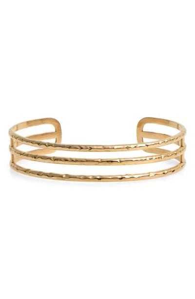Nordstrom Rack Hammered Triple Band Cuff Bracelet In Gold