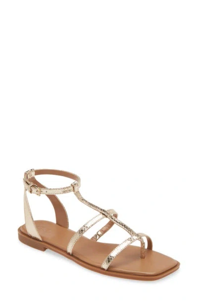 Nordstrom Rack Hayes Flat Sandal In Gold Metallic Snake