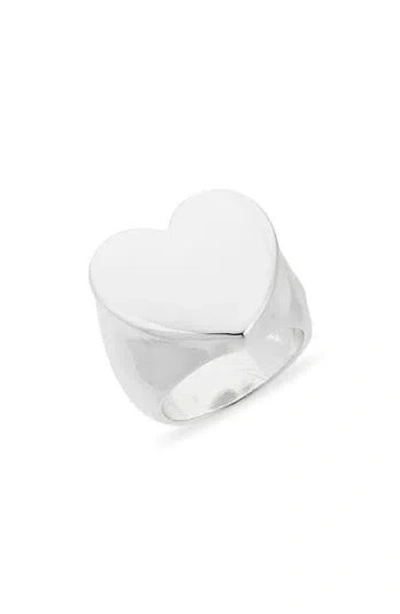 Nordstrom Rack Heart Signet Ring In Silver