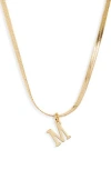 Nordstrom Rack Herringbone Chain Initial Pendant Necklace In Gold