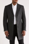 Nordstrom Rack Herringbone Silk Topcoat In Gray