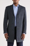 Nordstrom Rack Herringbone Silk Topcoat In Gray