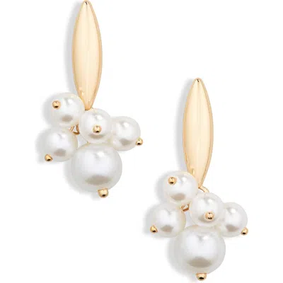 Nordstrom Rack Imitation Pearl Cluster Drop Earrings In Gold