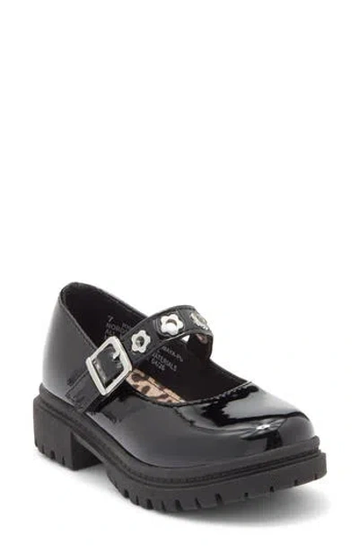 Nordstrom Rack Kids' Amaya Lug Faux Leather Mary Jane Flat In Black