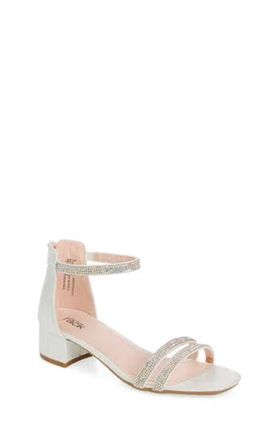 Nordstrom Rack Kids' Krystina Low Heel Dress Sandal In Silver Metallic
