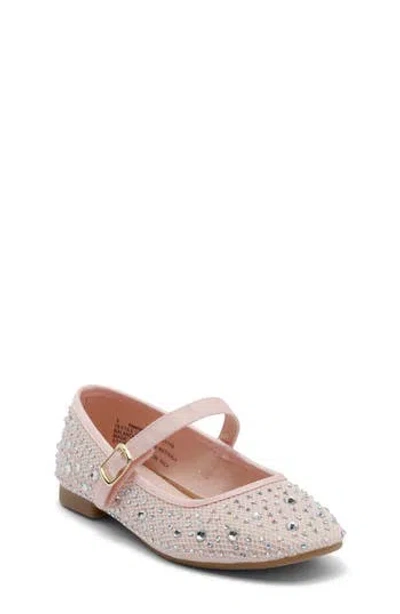 Nordstrom Rack Kids' Rhinestone Mesh Mary Jane Flat In Pink
