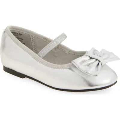 Nordstrom Rack Kids' Wren Bow Flat In Silver Metallic