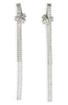 Nordstrom Rack Knot Crystal Linear Earrings In Clear- Rhodium