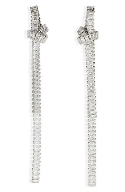 Nordstrom Rack Knot Crystal Linear Earrings In Metallic