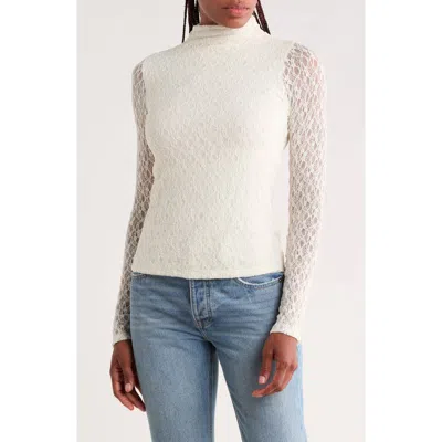 Nordstrom Rack Lace Long Sleeved Mock Neck Top In White