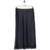 Nordstrom Rack Lace Trim Satin Midi Skirt In Black