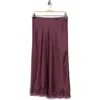 Nordstrom Rack Lace Trim Satin Midi Skirt In Burgundy